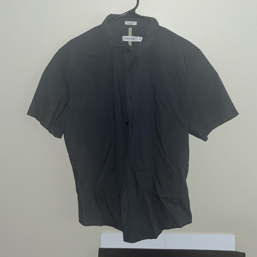 Charcoal gray button down shirt